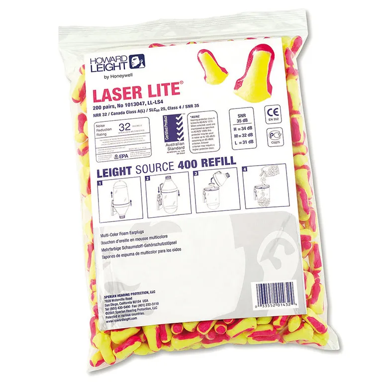 Howard Leight Honeywell Laser Lite LS400 Refill - 200 Pairs — Yellow